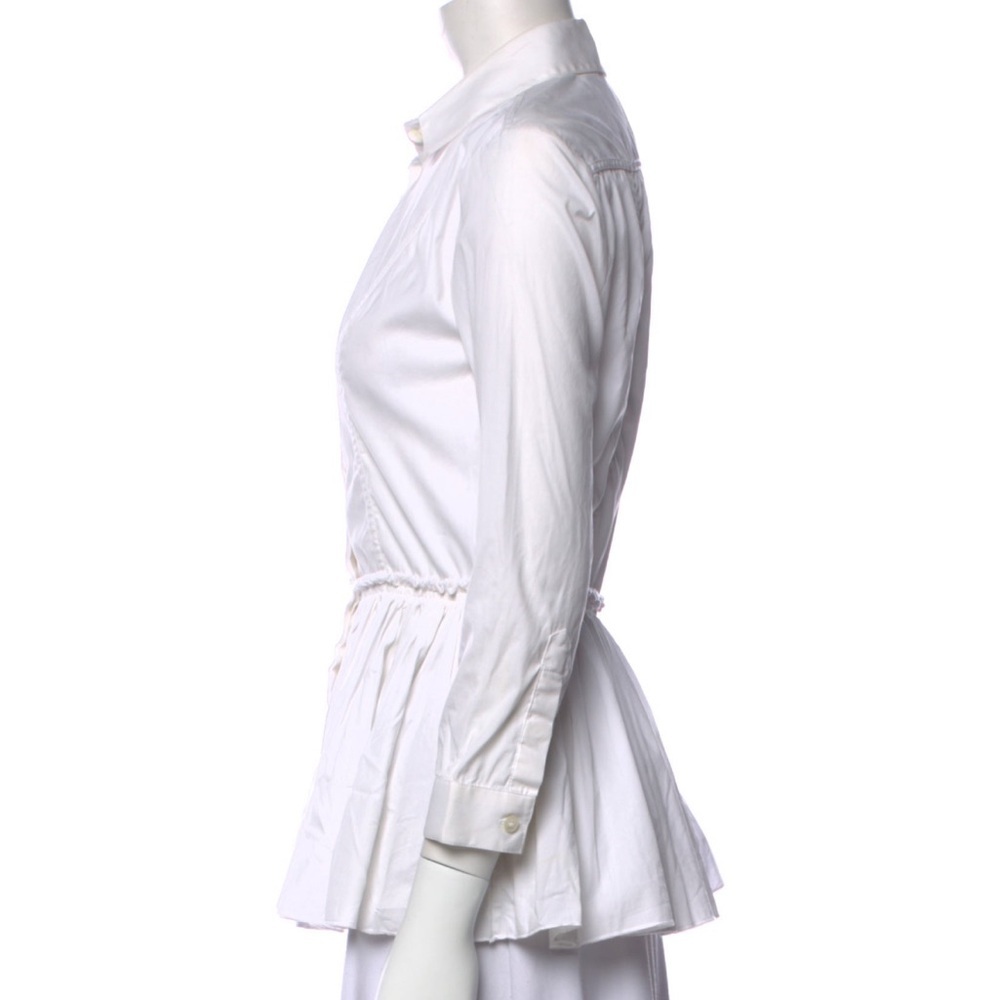 Burberry London cotton blend blouse w/gathered waist and ruffle hem, sz4, EUC - Picture 2 of 8
